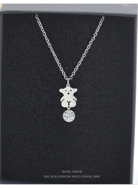 简约闪钻小熊项链2026年新款女锁骨链轻奢小众设计感颈链女生礼物