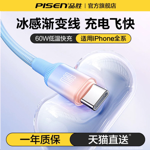 品胜2025新款60W渐变冰透数据线