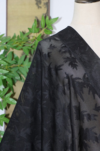 新中式四经绞罗全真丝竹叶纹花罗面料旗袍汉服私人定制服装布料