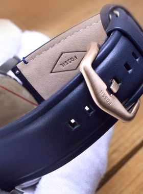 适用FOSSIL手表带深蓝色牛皮真皮22MM美度万国浪琴DW男士20MM金色