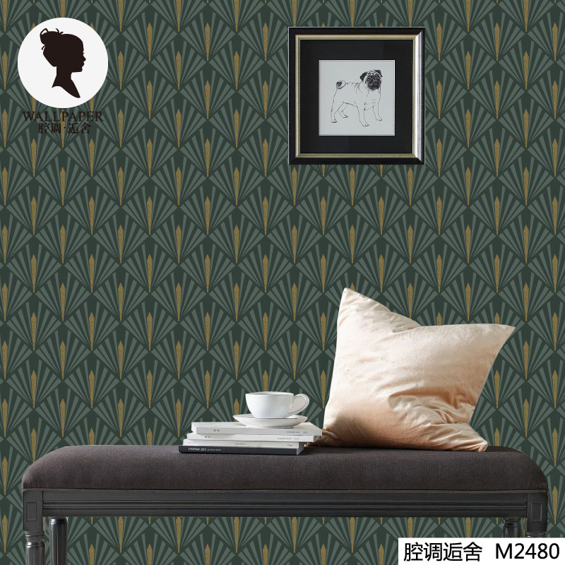 腔调壁纸壁画轻奢立体简几何菱形欧美墙纸客厅卧室电视背M2480