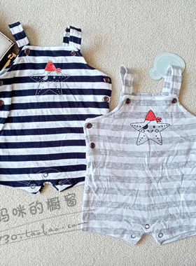 瑕疵外夏装婴儿纯棉连体衣宝宝背带短裤新生儿西班牙0-3月2433A