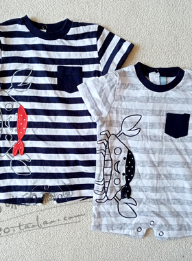 瑕疵外短袖夏装婴儿纯棉连体衣宝宝爬服新生儿衣服薄款0-1岁2433A