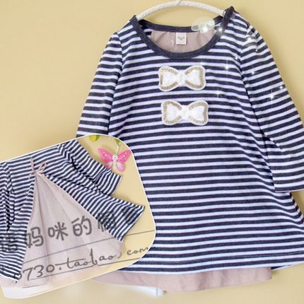 福利外贸原单新款女童儿童装宝宝长袖裙衣T恤带纱连衣裙0-6月1968