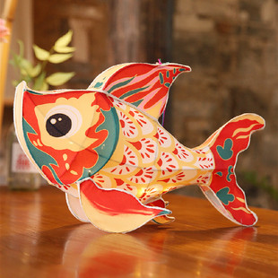 非遗鱼灯笼手工艺品锦鲤鱼中秋节复古风手提摆件发光宫灯花灯成品