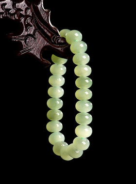 天然老料新疆和田玉青玉算盘珠手链玉石古风新中式手串送礼高档