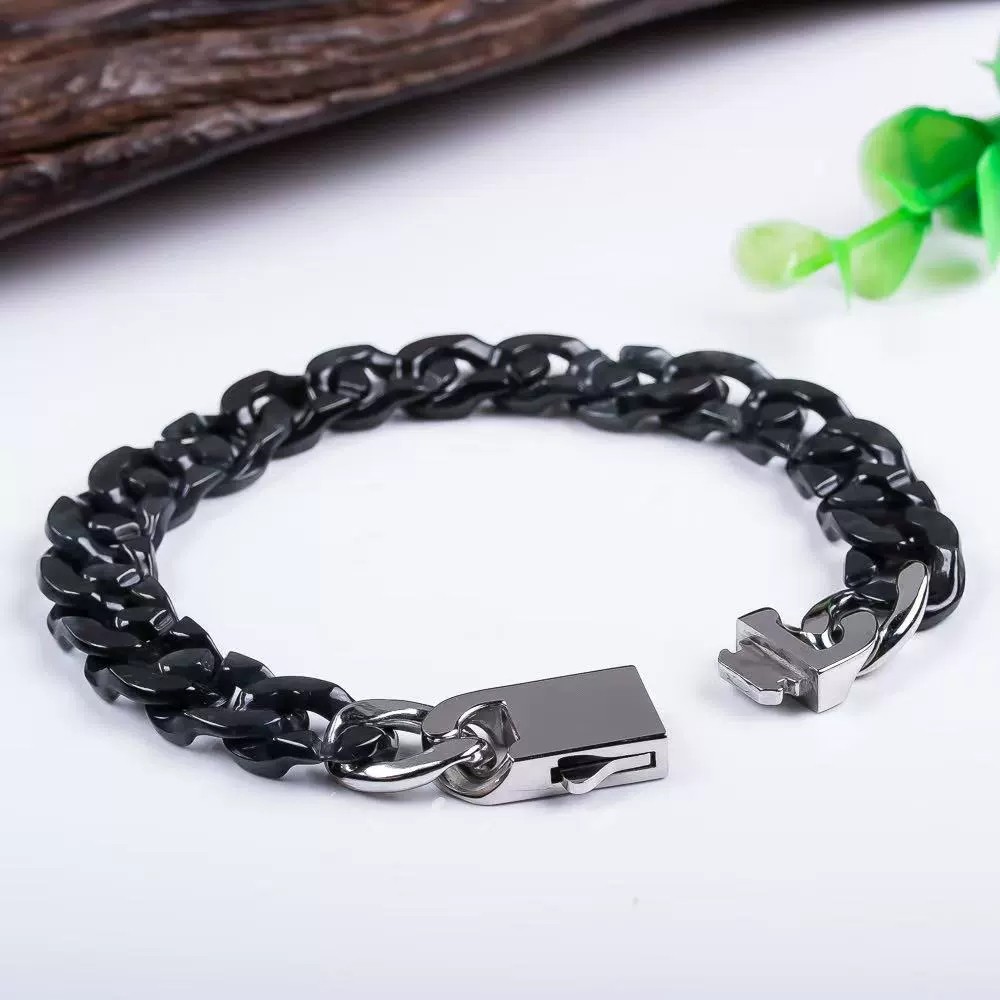 时尚原创高档天然缅甸翡翠A货玉石挂件墨翠冰种古巴链男女款手链