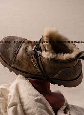 REwrite编界®「烈」 厚底真皮羊毛一体中帮雪地靴加厚秋冬