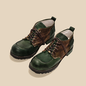 雅 墨绿复古原创小众设计手工马皮德比鞋 工装 编界Rewrite 皮鞋 男