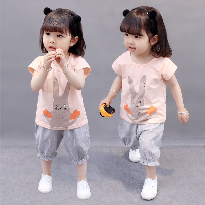 2018新款女童時尚套裝0女寶寶1洋氣2夏裝3歲小童衣服兒童裝韓版潮