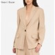 Liu 26春夏 聚纤后背开叉蕾丝透视拼接单粒扣女西装 直邮代购