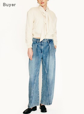 【TT Heavi】直邮代购 纯棉水洗缝线裤脚系扣长款女牛仔裤 26春夏