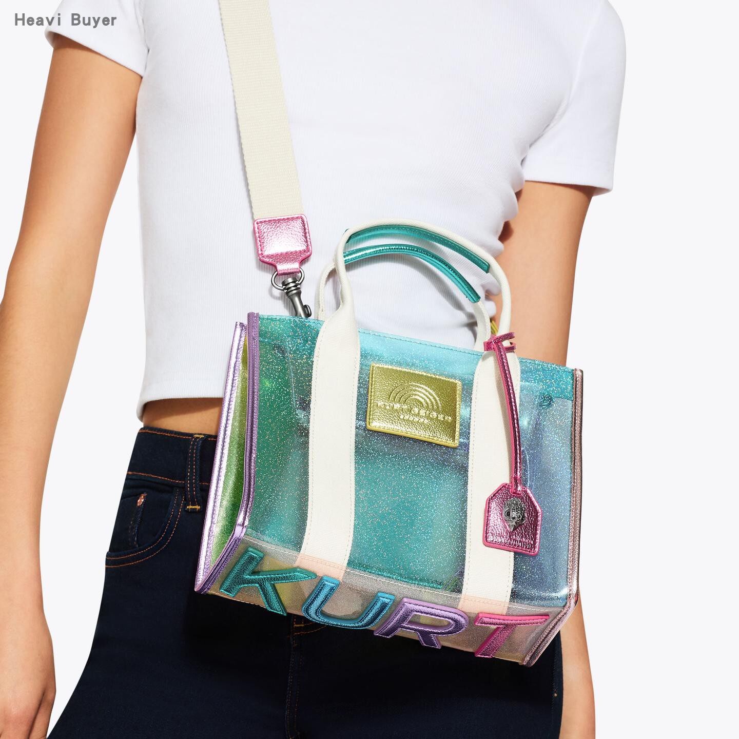 【TT Heavi】直邮代购 闪粉镭射透明彩色拼接小号托特女包 25春夏