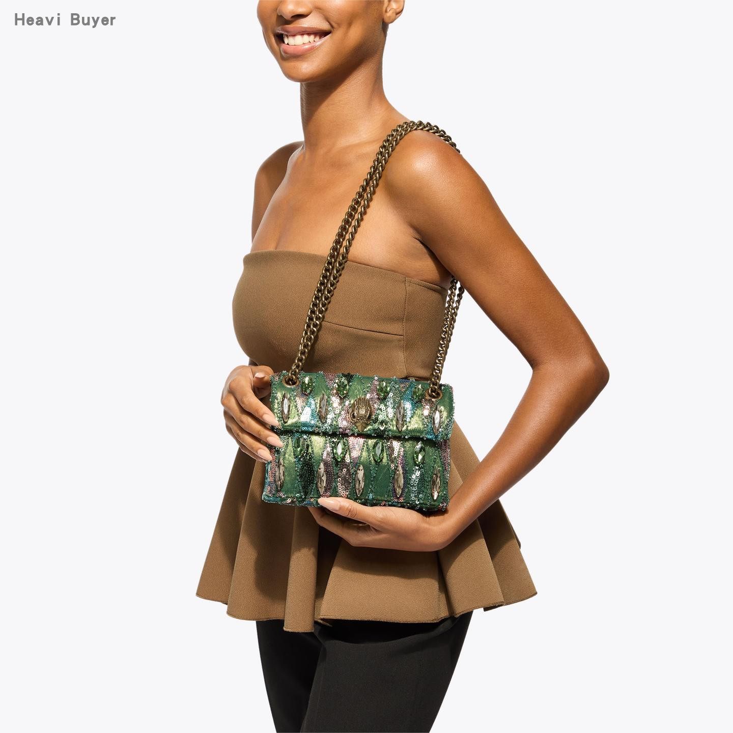 【TT Heavi】直邮代购 亮片网布大水钻鹰头链条翻盖女包 26春夏,箱包皮具/热销女包/男包,通用款女包,淘宝优惠券,粉丝福利购,淘宝优惠卷