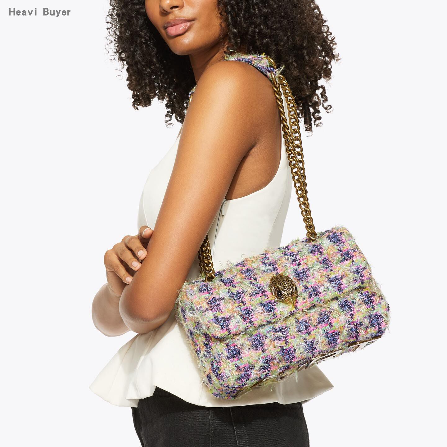 【TT Heavi】直邮代购 粗花呢格纹鹰头链条翻盖小香女方包 26春夏