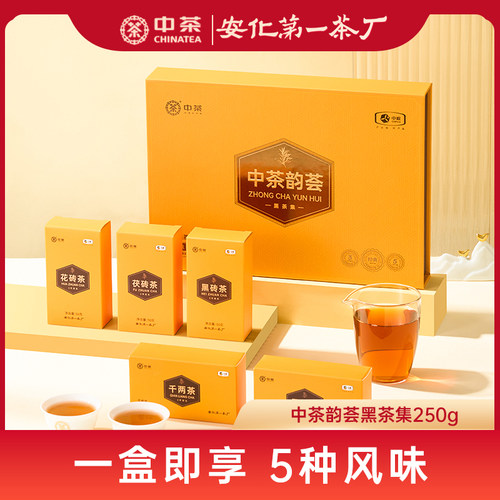 中茶安化黑茶礼盒韵荟黑茶集250g盒装伴手礼中秋礼品茶叶礼盒送礼