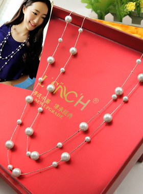 长款韩国时尚风配饰珍珠项链包邮