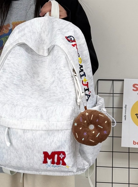 新款高颜值美式刺绣字母双肩包大学生百搭背包大容量轻便上课书包