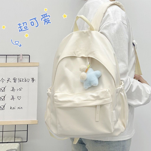 新款ins可爱纯色书包女韩版百搭休闲大学生双肩背包初中高中学生