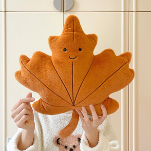 网红枫叶银杏叶玩偶仿真树叶毛绒玩具公仔抱枕靠垫包挂件钥匙扣女