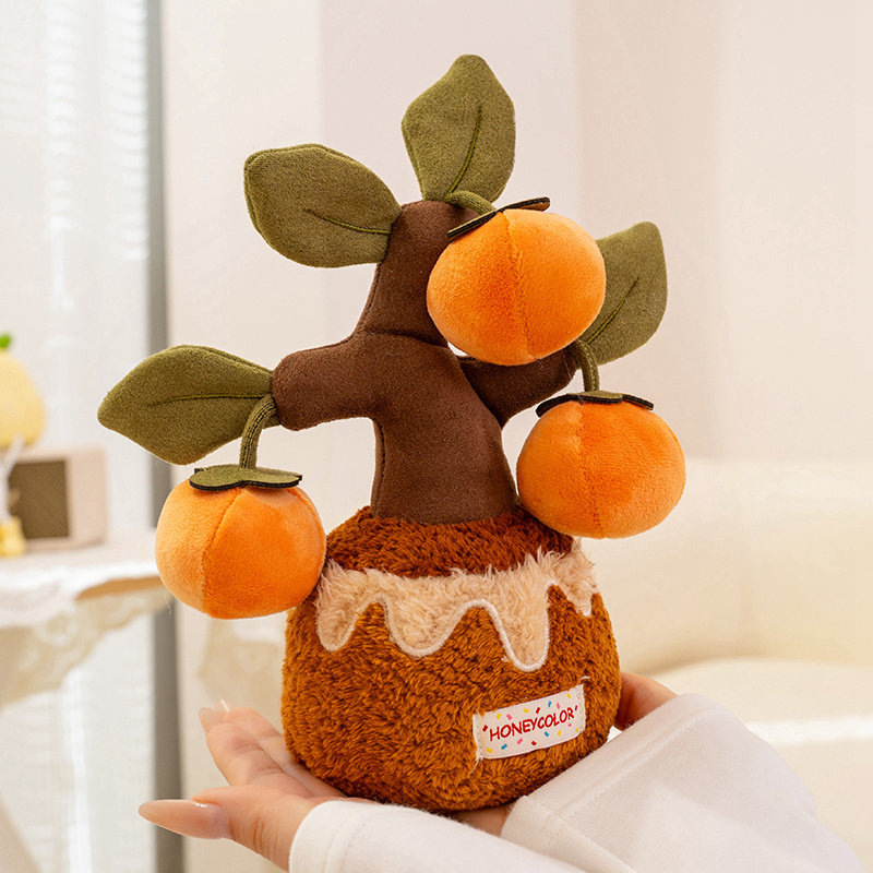 柿柿如意柿子树公仔毛绒玩具香薰发财树盆栽玩偶绿植摆件创意礼物