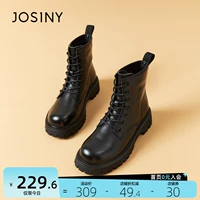 Martens, черные зимние короткие сапоги, утепленные ботинки, 2022, широкий устойчивый каблук, круглый носок, из натуральной кожи