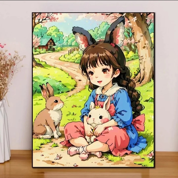 蒙娜丽莎皇室十字绣 森林女孩 可爱卡通刺绣装饰画手工线绣图片
