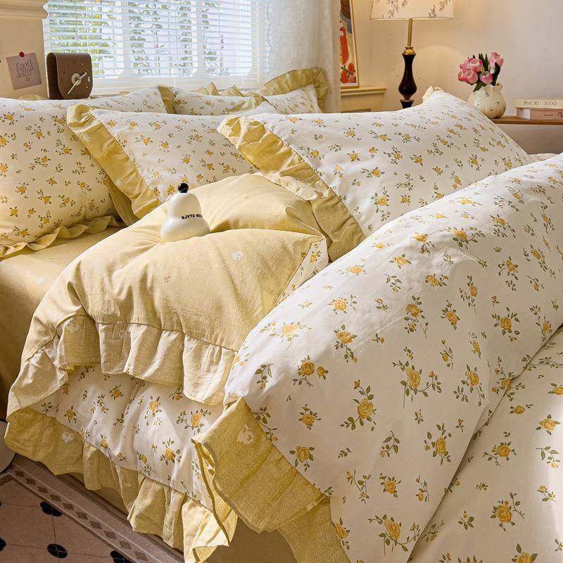 海门区久莎纺织品经营部ins碎花全棉床上四件套100纯棉被套单人床