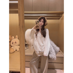 蕾丝边打底T恤 磨毛竹节棉 叠穿蕾丝tee Yukiss