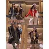 Yukiss 毛衣女冬韩系宽松显瘦保暖上衣 博主风撞色假两件针织开衫