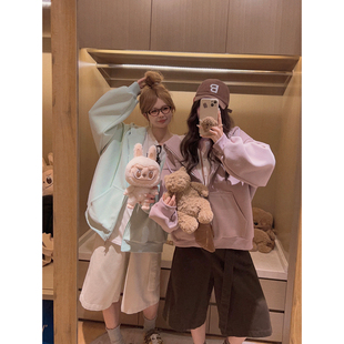 薄荷绿连帽卫衣外套～ 香芋紫 奶油卫衣 Yukiss