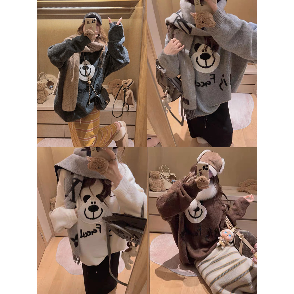 Yukiss【大脸熊！立体毛巾绣/卡通童趣套头毛衣～】