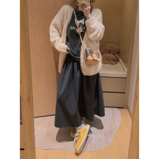 A字中长半身裙～ Yukiss 松紧腰 伞裙 山系工装