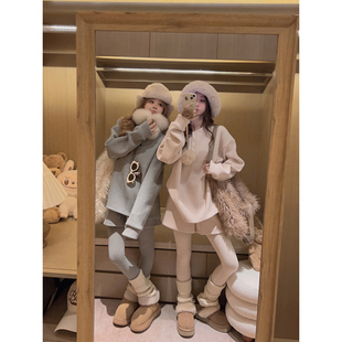 原创 两件套 加绒华夫格卫衣 套装 休闲短裤 Yukiss