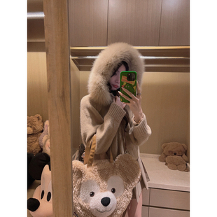 真狐狸毛领连帽拉链毛衣外套 环保 du家 Yukiss