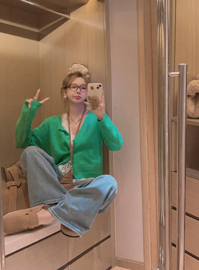 Yukiss【春野浅草绿！巨巨显白的绿色针织开衫～】