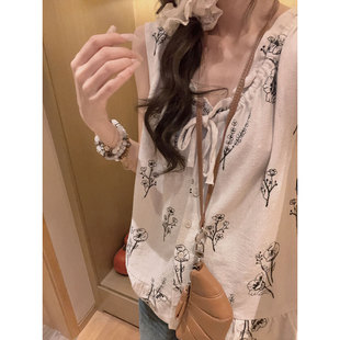 女夏韩系荷叶边宽松吊带上衣 背心小衫 Yukiss 天丝亚麻棉绣花无袖