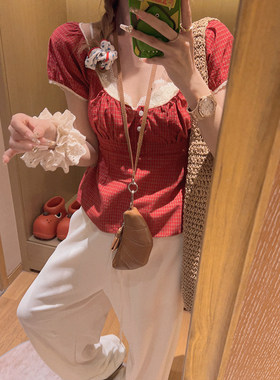 少女感bm风格纹小衫娃娃衫上衣