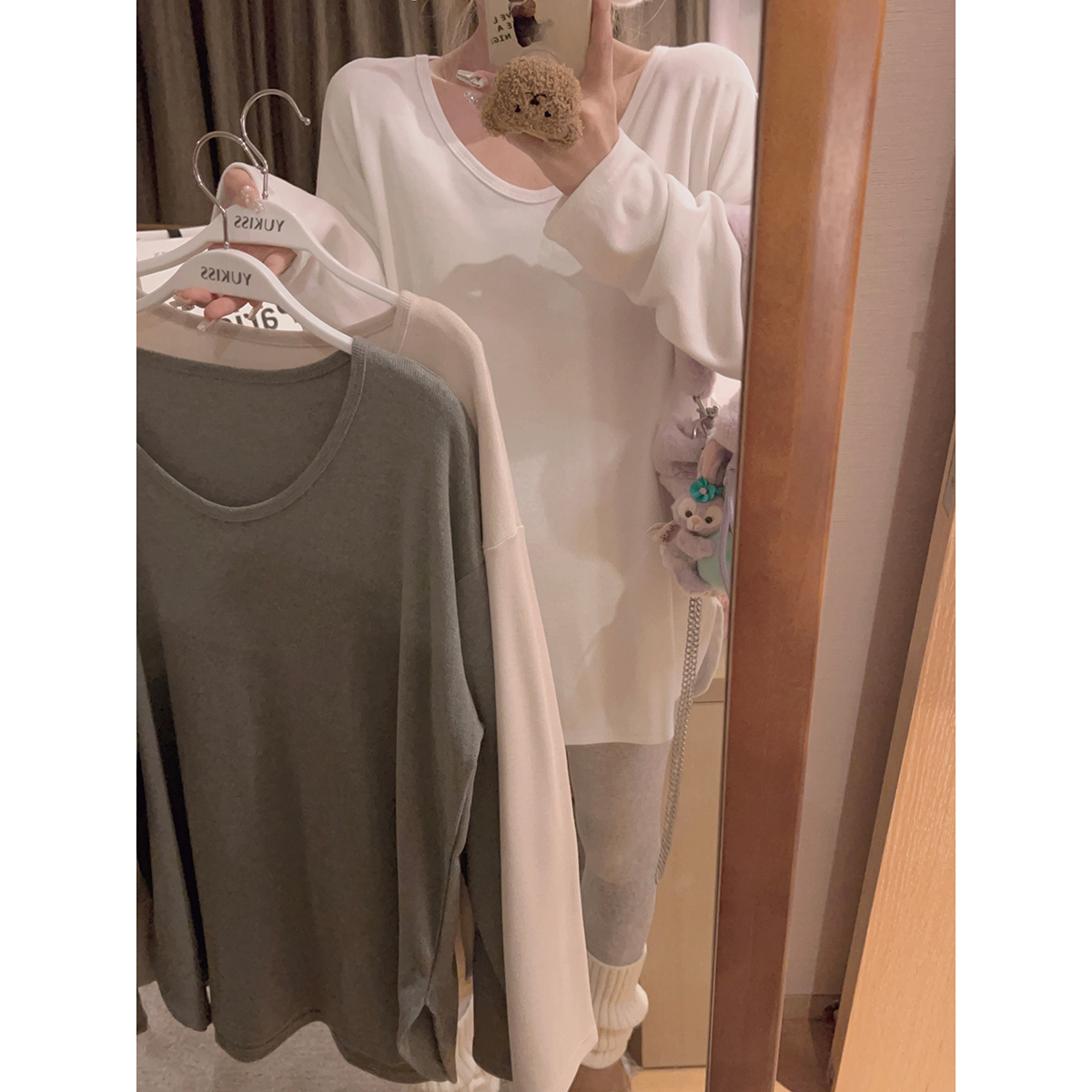 Yukiss好搭配长袖白色T恤