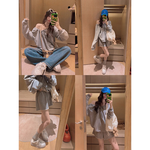 320g毛圈抽绳斜肩上衣 两穿领 博主卫衣 Yukiss