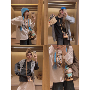 上衣 T恤女秋韩系宽松遮肉显瘦百搭打底衫 Yukiss 圆领休闲小狗长袖