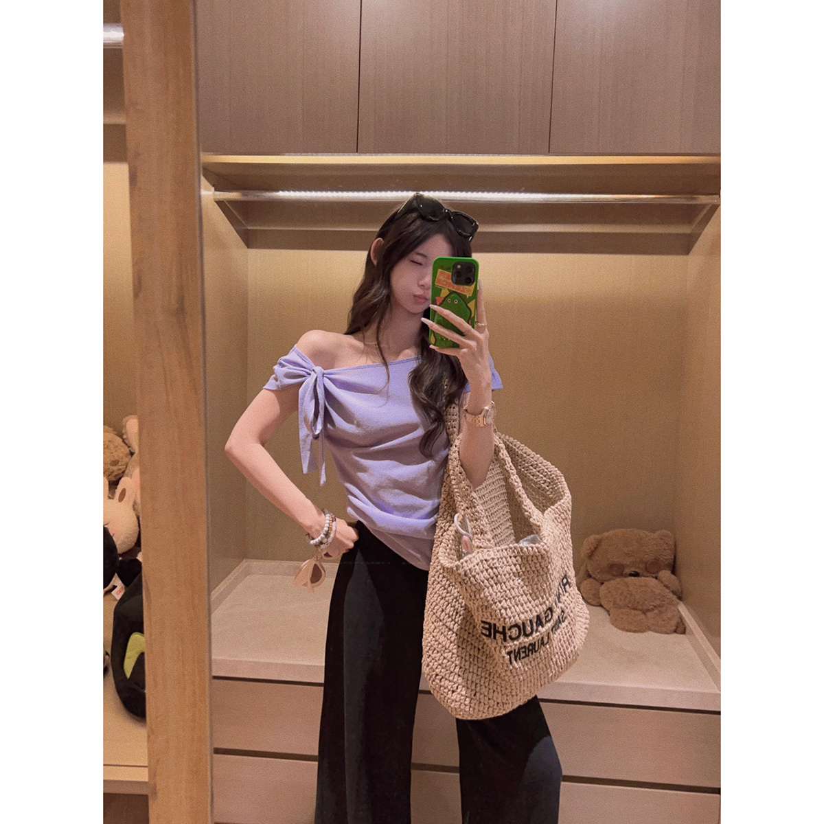 Yukiss【N种穿法！雪花棉/斜肩绑带一字领露肩上衣】