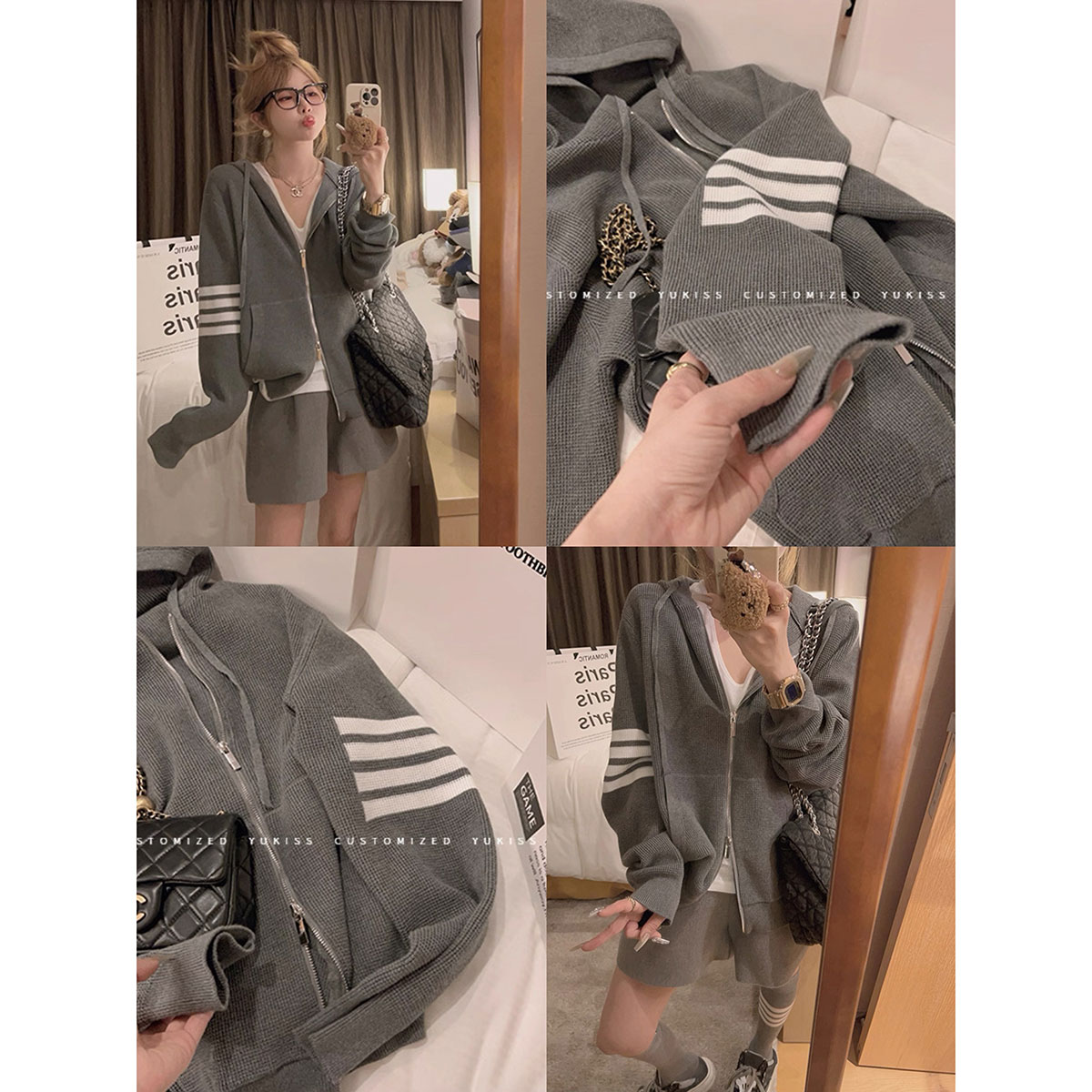 tb风羊毛混纺四条杠针织开衫