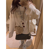 闭眼入 毛绒感T恤 宽松长袖 Yukiss 内搭字母撞色tee