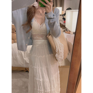 Yukiss 白色纯欲蕾丝内搭胸衣吊带背心女秋韩系弹力显瘦透气内衣