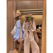 ～ Yukiss 蕾丝边刺绣棉质衬衫 领口两穿 懒人天菜