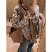 ins博主款 软糯Q弹 磨毛宽松长袖 Yukiss 条纹tee