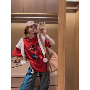 Yukiss【马上暴富！新年小马刺绣/软糯宽松短袖T恤～】