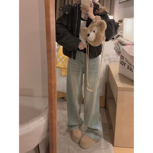 ～ 怀旧猫须水洗加绒阔腿牛仔裤 特调色 Yukiss