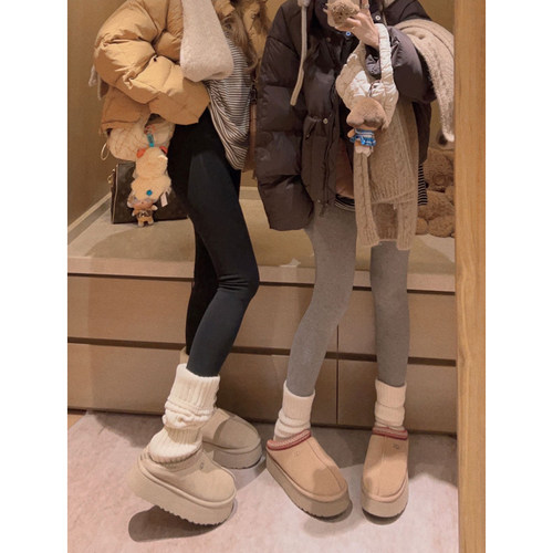 Yukiss【巨瘦腿效果 羊绒蛋白薄绒/厚绒平纹打底裤】